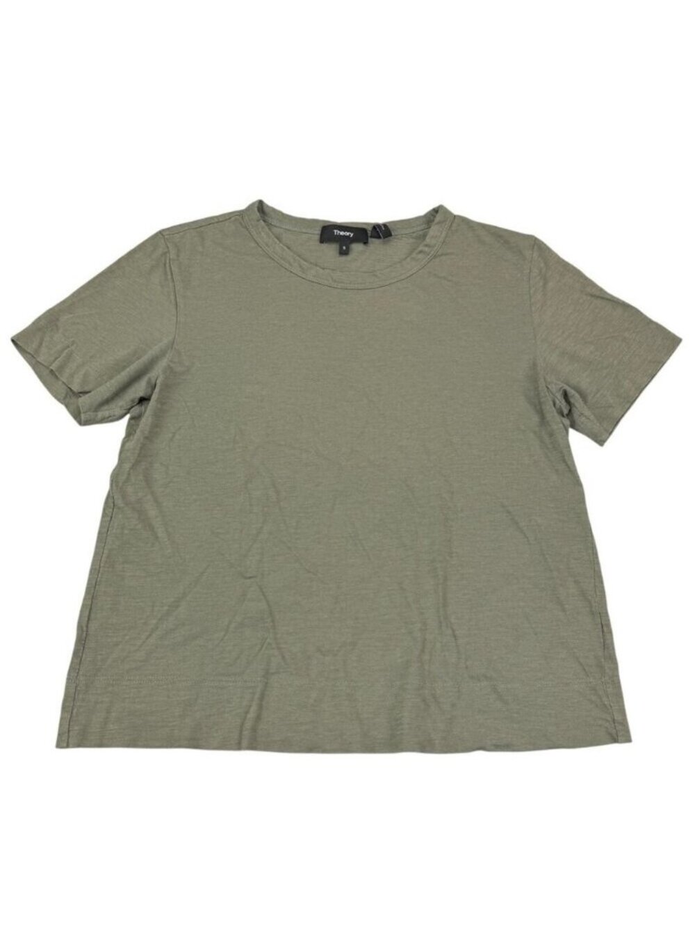 THEORY Cotton Tilma Sea Slub Tee Size Small Olive Green - Picture 2 of 5